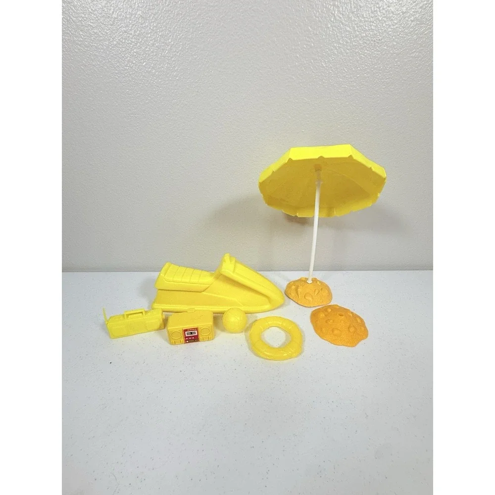 Vintage Barbie Beach Vacation Accessory Lot Mattel Umbrella Chairs Floats Etc